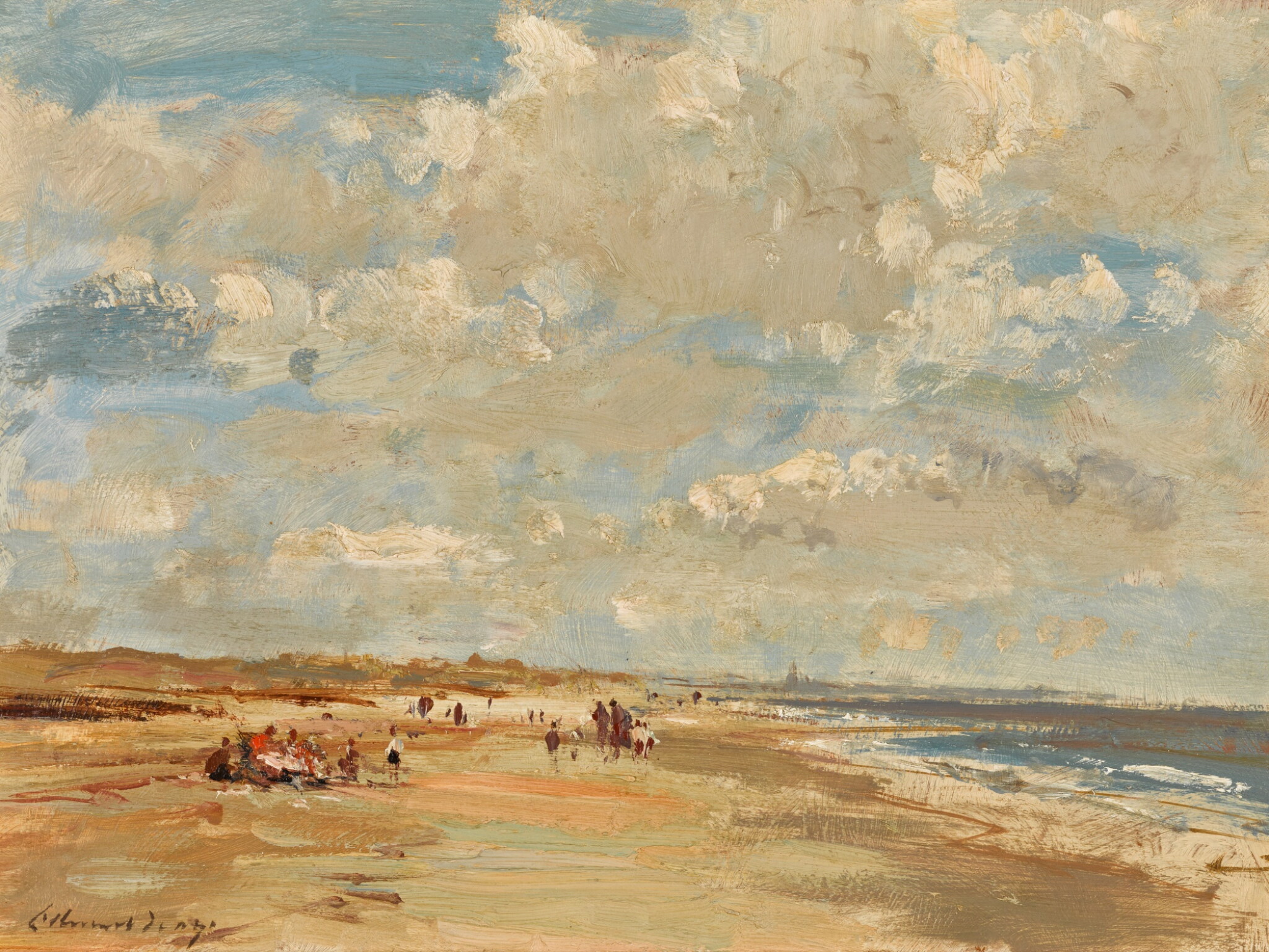 Edward Seago R W S Beach Scene Norfolk Coast Old Master 19th edward-seago-r-w-s-beach-scene-norfolk-coast-old-master-19th