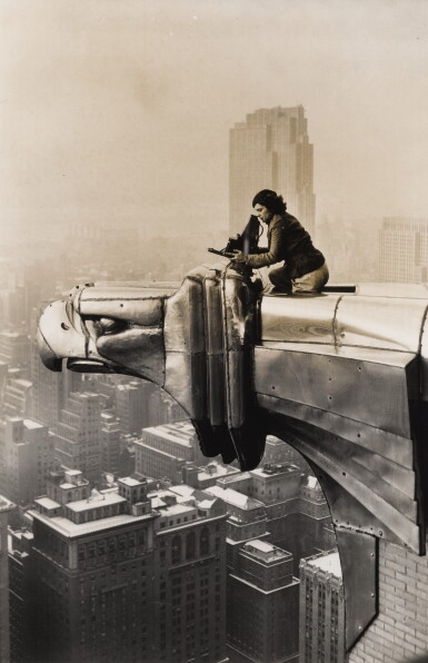 View full screen - View 1 of Lot 65. Margaret Bourke-White atop the Chrysler Building.