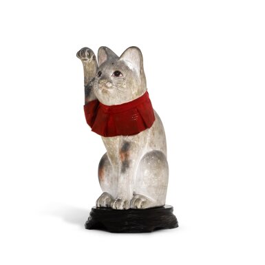 View full screen - View 1 of Lot 1095. An earthenware model of a seated cat | Meiji - Taisho period, early 20th century.