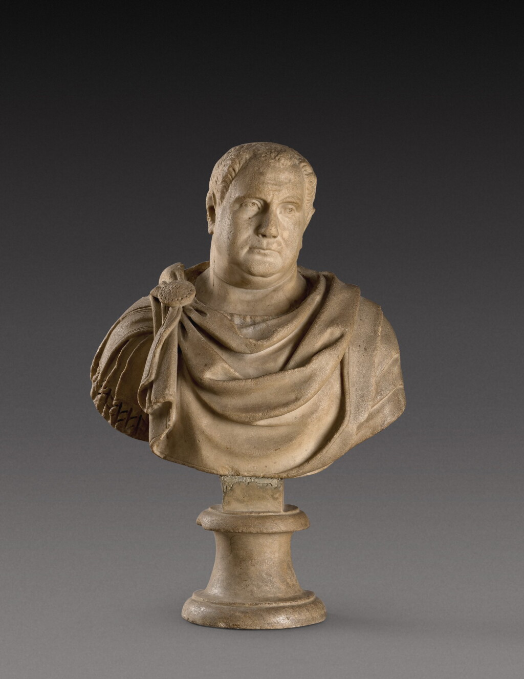 View full screen - View 1 of Lot 109. A Roman Marble Bust of a Man, circa 2nd Century, with restored head of Vitellius.