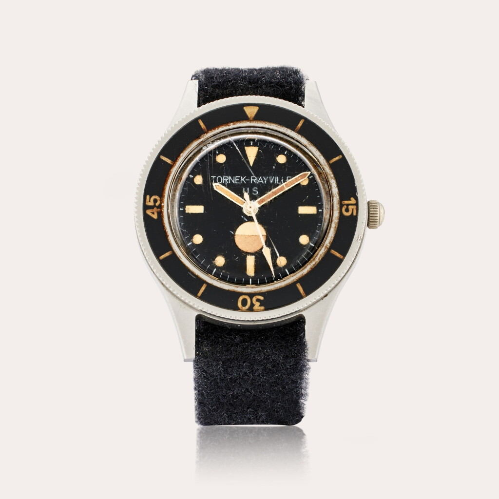 View full screen - View 1 of Lot 246. Tornek Rayville Reference TR-900 | A stainless steel anti-magnetic diver's wristwatch with humidity indicator, Made for the U.S. Navy, Circa 1965.