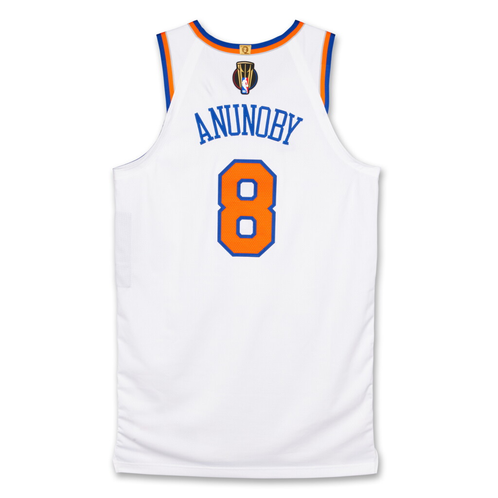 View full screen - View 1 of Lot 3. OG Anunoby New York Knicks 2025-2026 Emirates NBA Cup Semifinals Game Worn Association Edition Jersey .