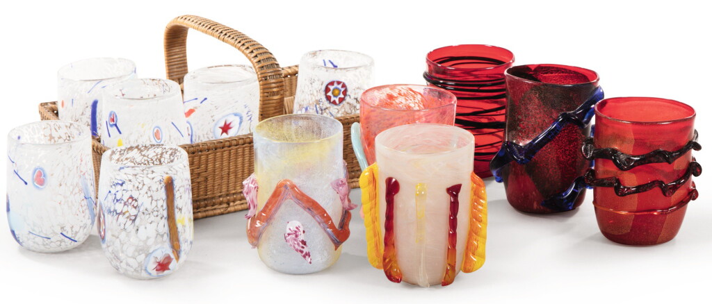 View full screen - View 1 of Lot 192. A SET OF SIX POLYCHROME MURANO GLASS GLASSES, 20TH CENTURY | SUITE DE SIX VERRES EN VERRE POLYCHROME DE MURANO, XXE SIÈCLE.