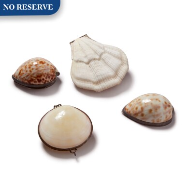 View full screen - View 1 of Lot 372. Group of Four Silver and Metal-Mounted Shell Boxes, 19th/20th century.