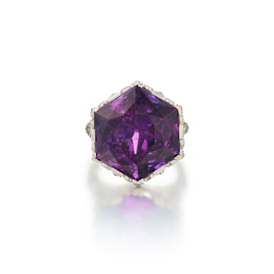 View full screen - View 1 of Lot 66. Amethyst and Diamond Ring, France.