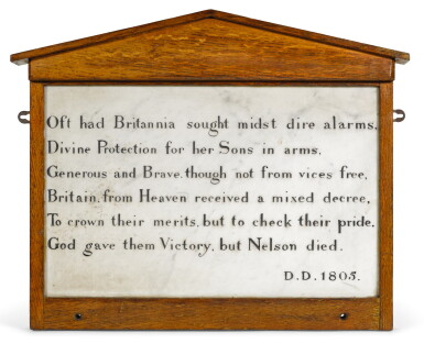 View full screen - View 1 of Lot 16. A MARBLE WALL TABLET COMMEMORATING VICE-ADMIRAL HORATIO NELSON, SECOND QUARTER 19TH CENTURY.