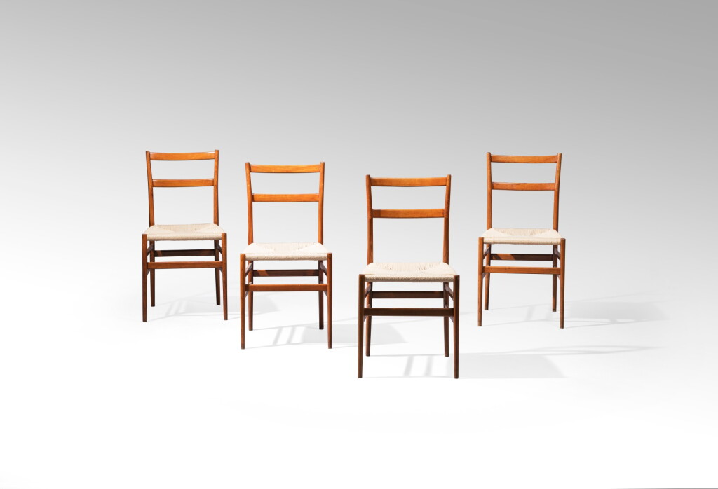 View full screen - View 1 of Lot 2. Four Superleggera chairs, model no. 699, designed in 1957 .