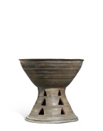 A large stoneware stem bowl, Gaya Confederacy | 加耶 陶高足大盌