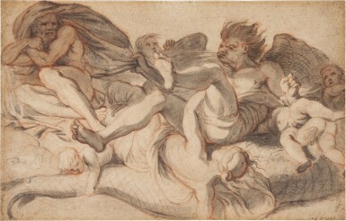 View full screen - View 1 of Lot 202. CHARLES LE BRUN | AQUILON BLOWING COLD AIR AT DEMOGORGON.