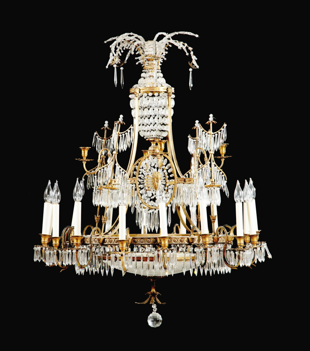 View full screen - View 1 of Lot 126. A North European ormolu and cut-glass chandelier, late 19th/early 20th century.