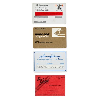 View full screen - View 1 of Lot 2038. Freddie Mercury | Japanese paper wallet with membership cards, 1970s-80s.