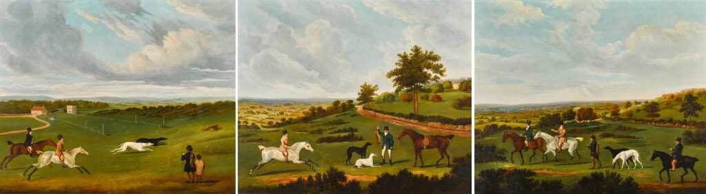 View full screen - View 1 of Lot 158. MANNER OF JOHN NOST SARTORIUS | A SET OF THREE PAINTINGS: 'THE CHASE'; 'THE KILL'; AND 'GOING HOME'.