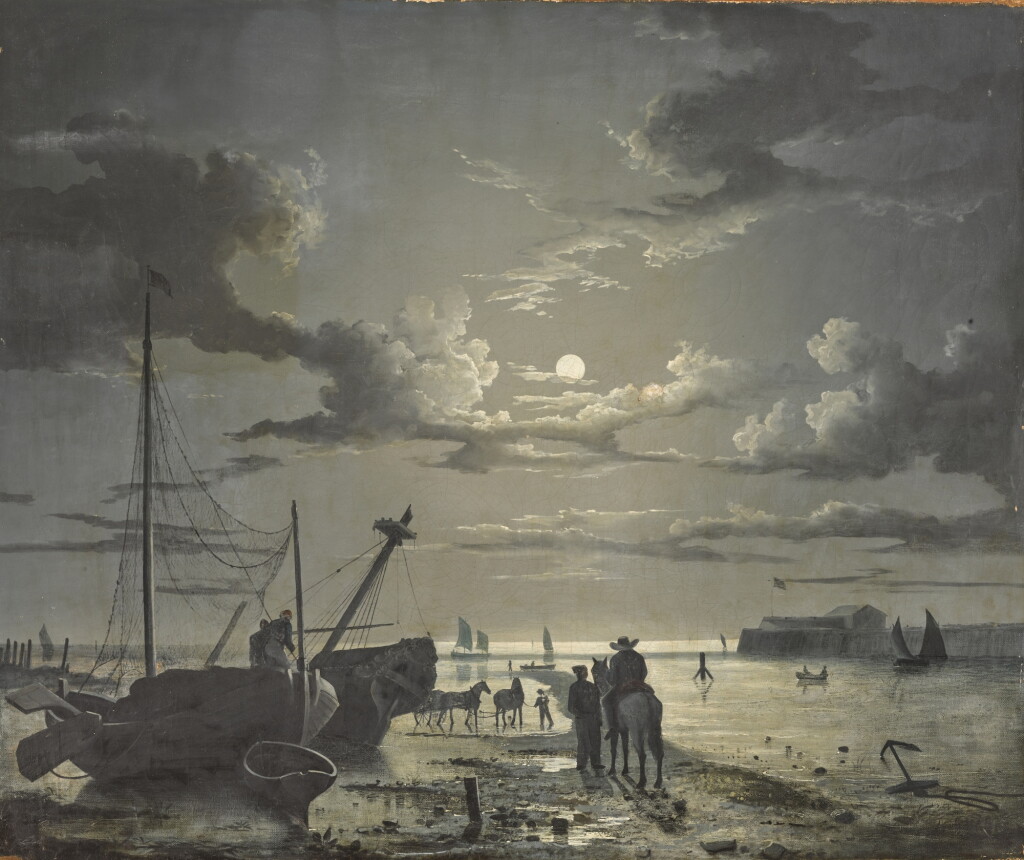 View full screen - View 1 of Lot 89. Fisherfolk along the shore at midnight.