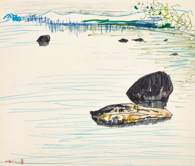 View full screen - View 1 of Lot 3015. 吳冠中 冰湖速寫 │ Wu Guanzhong, Frozen Lake.