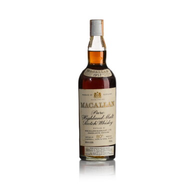 View full screen - View 1 of Lot 39. The Macallan Over 15 Year Old 80 Proof 1957 (1 BT26 2/3 Fl.Oz).