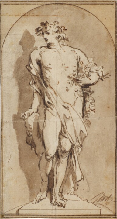 View full screen - View 1 of Lot 127. An Allegorical figure, possibly Bacchus or Autumn, standing in a niche.