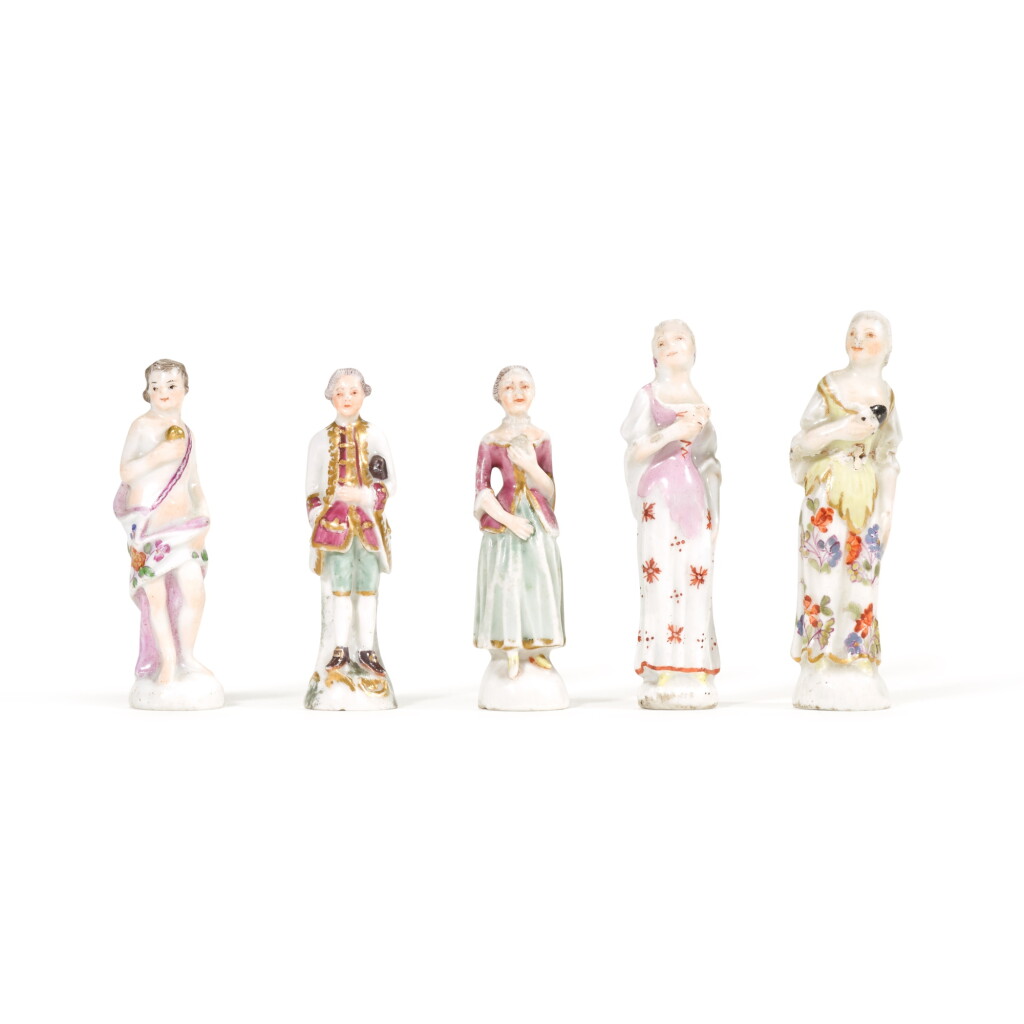 View full screen - View 1 of Lot 167. Five various German porcelain pipe tampers, circa 1755 and slightly later.