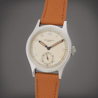 View full screen - View 1 of Lot 46. Reference 565 | A stainless steel wristwatch with Breguet numerals and luminous dial, Made in 1942.