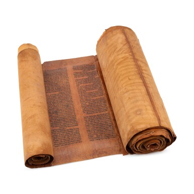 View full screen - View 1 of Lot 93. A Historic Yemenite Torah Scroll.