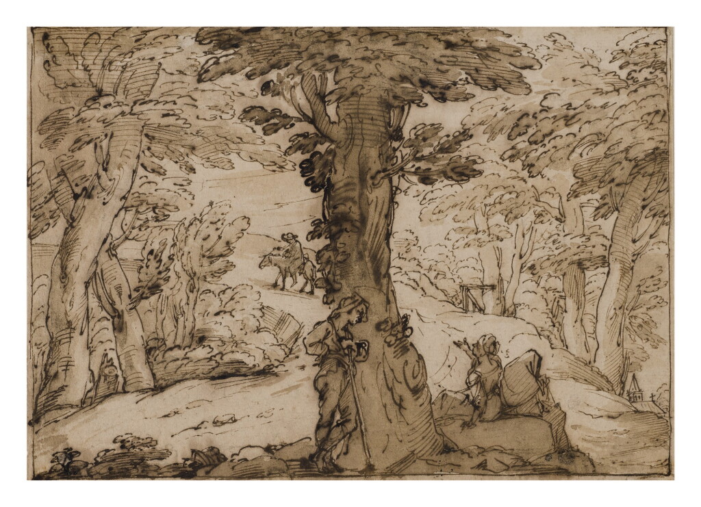 View full screen - View 1 of Lot 252. Landscape with Conversing Peasants.