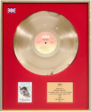 View full screen - View 1 of Lot 2196. Freddie Mercury's BPI sales award for Mr Bad Guy.