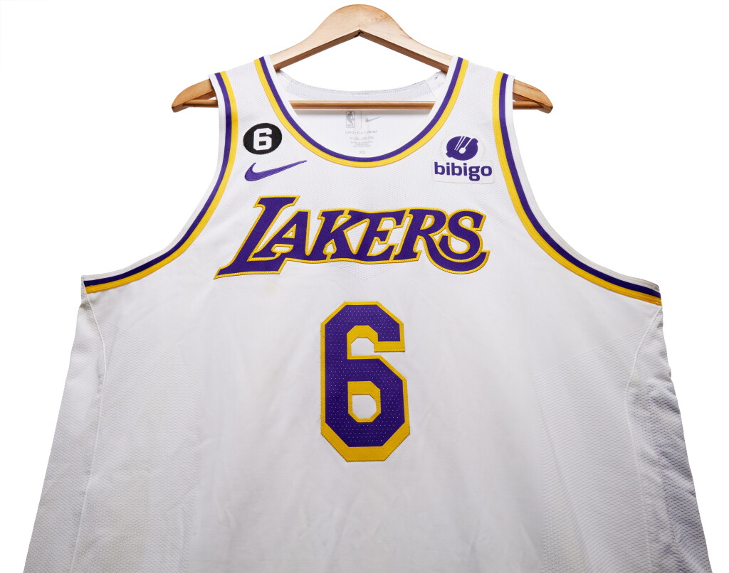 View full screen - View 1 of Lot 3. Lebron James Los Angeles Lakers Game Worn Jersey | LeBron Scores 38,000 Points | Second Player & Youngest to Score 38,000 Points in NBA History.