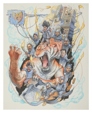 View full screen - View 1 of Lot 78. "Wu-Tang Tiger Style" original color illustration by Dan Lish, 2020.