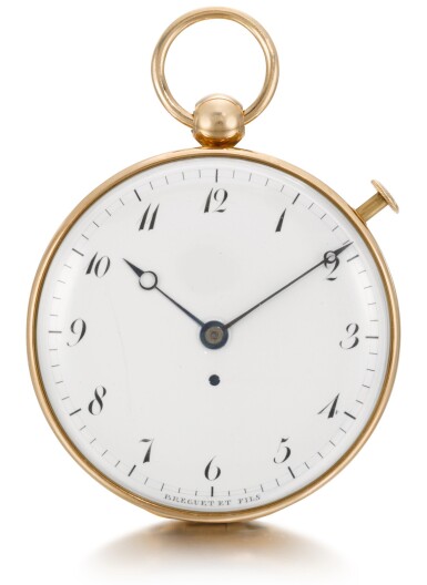 View full screen - View 1 of Lot 68. BREGUET | A GOLD OPEN-FACED DUMB QUARTER REPEATING WATCH CIRCA 1806, NO. 1644.