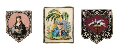 View full screen - View 1 of Lot 432. A group of three beaded cushion covers .