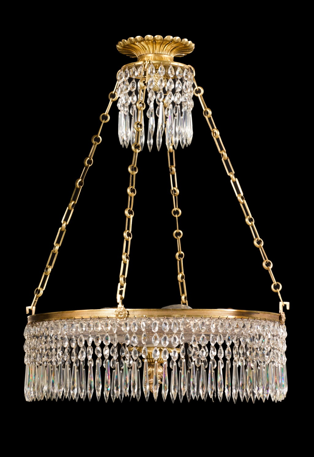 View full screen - View 1 of Lot 64. A Regency gilt-brass and cut-glass dish light, early 19th century.