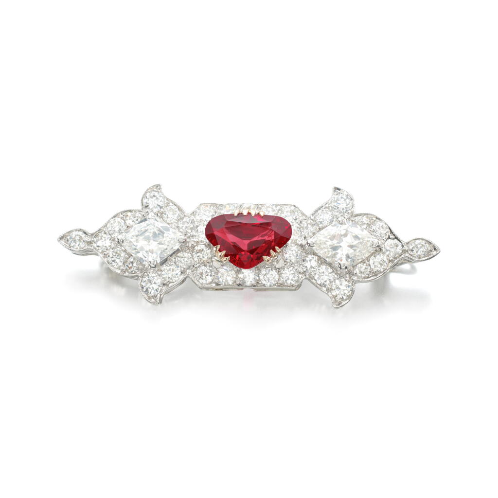 View full screen - View 1 of Lot 567. Ruby and diamond brooch.