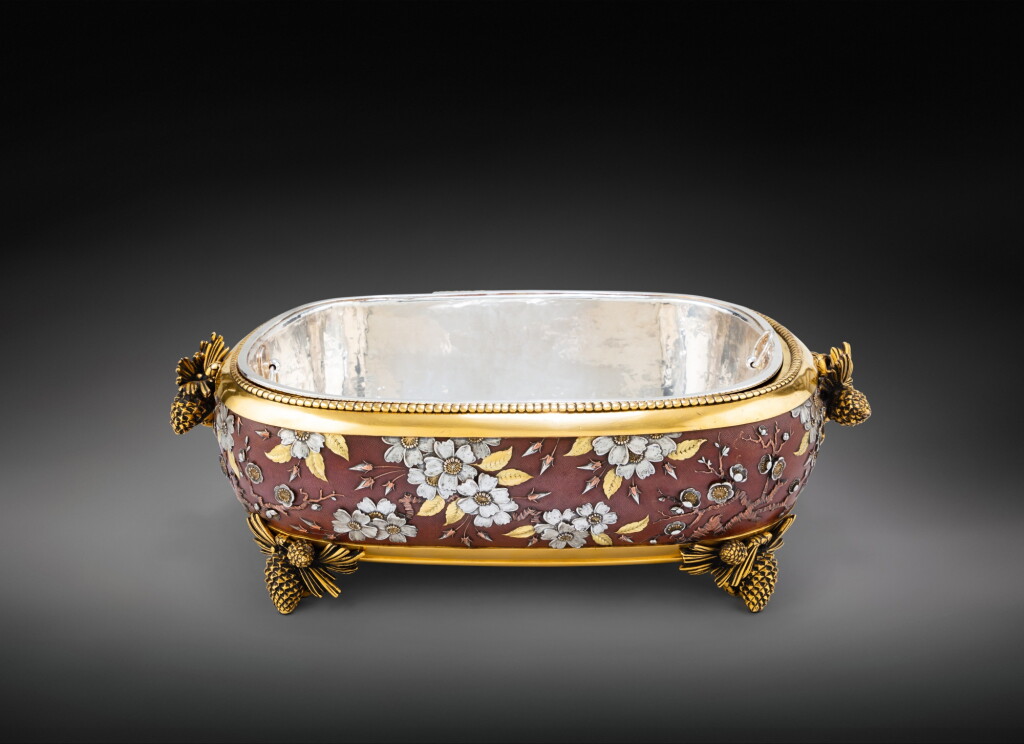 View full screen - View 1 of Lot 23. An exceptional center piece designed by E. Reiber for Chirstofle, Paris, 1878-1879 | Exceptionnelle jardinière créée par E. Reiber pour Chirstofle, Paris, 1878-1879.