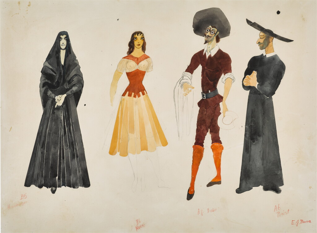 View full screen - View 1 of Lot 23. Costume Designs for the Housekeeper, Dulcinea, The Barber and the Priest, 'Don Quixote'.