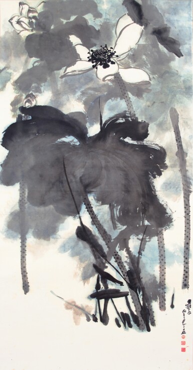 View full screen - View 1 of Lot 3168. 張大千 水殿風來 | Zhang Daqian, Blooming Lotus.