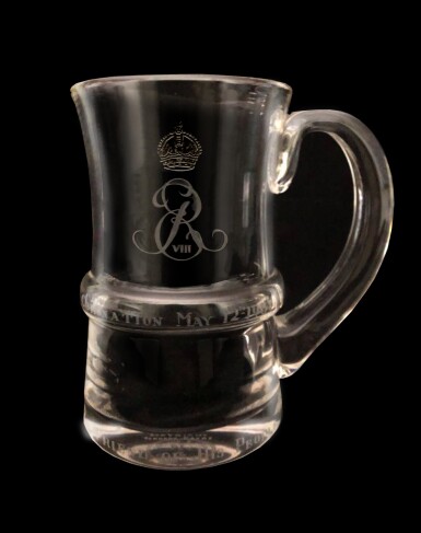 View full screen - View 1 of Lot 9. An engraved glass tankard celebrating the coronation of Edward VIII, 1937.