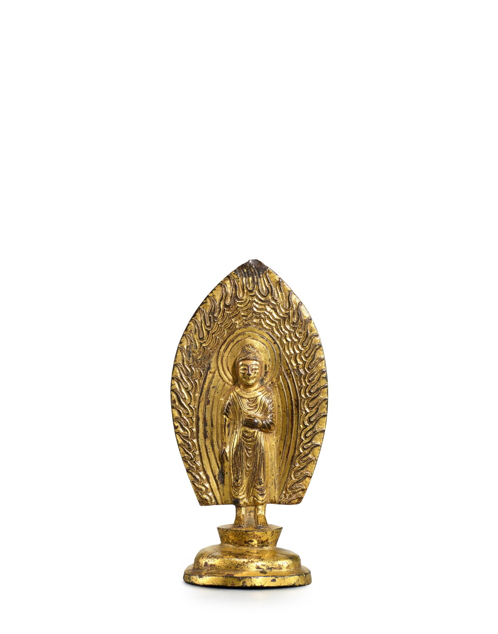 View full screen - View 1 of Lot 2017. An inscribed gilt-bronze figure of Buddha, 4th - 6th century | 四至六世紀 鎏金銅立佛像.