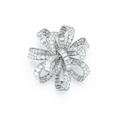View full screen - View 1 of Lot 73. Diamond 'Flot de Rubans' brooch.
