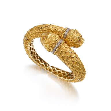 View full screen - View 1 of Lot 478. Gold, Ruby and Diamond Cuff-Bracelet.