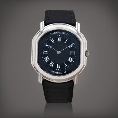 View full screen - View 1 of Lot 454. Reference C107, 'Numero 3' Montre bracelet en or blanc | White gold wristwatch Vers 1990 | Circa 1990.