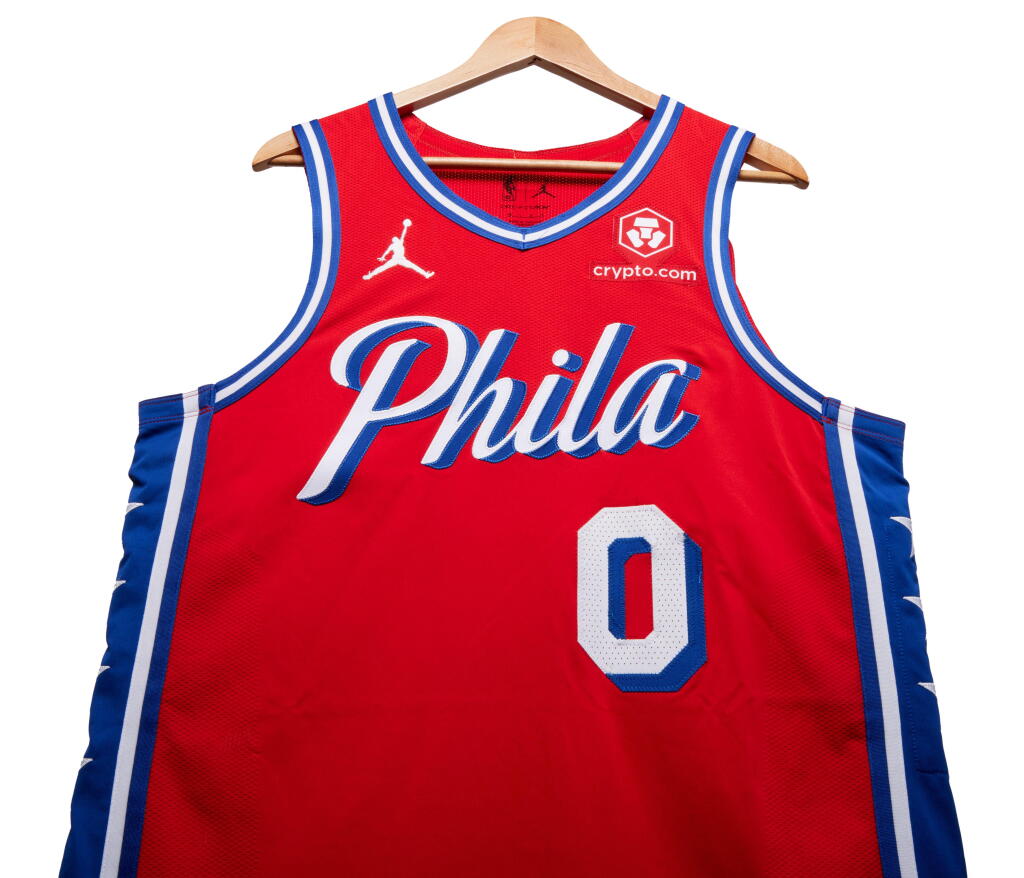 View full screen - View 1 of Lot 172. Tyrese Maxey Philadelphia 76ers 2024 NBA Playoffs Eastern Conference Round 1 Game Worn Statement Edition Jersey | Game 1.