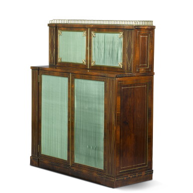 View full screen - View 1 of Lot 116. A Regency brass-inlaid rosewood side cabinet, early 19th century.