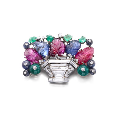 View full screen - View 1 of Lot 283. Gem set and diamond brooch, 'Tutti Frutti' | 卡地亞 | 寶石配鑽石「Tutti Frutti」別針,1920年代.