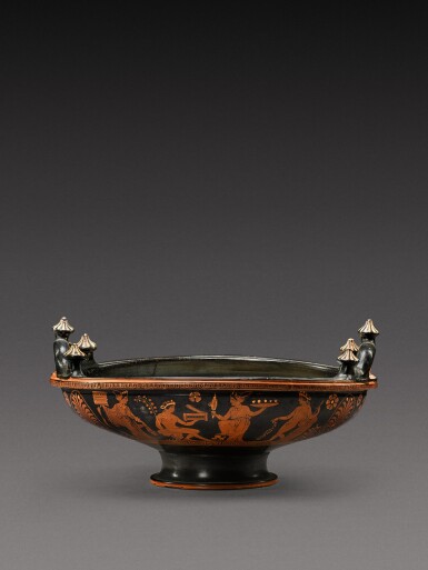 View full screen - View 1 of Lot 20. An Apulian Red-figured Patera, attributed to the Iliupersis Painter, circa 350-330 B.C..