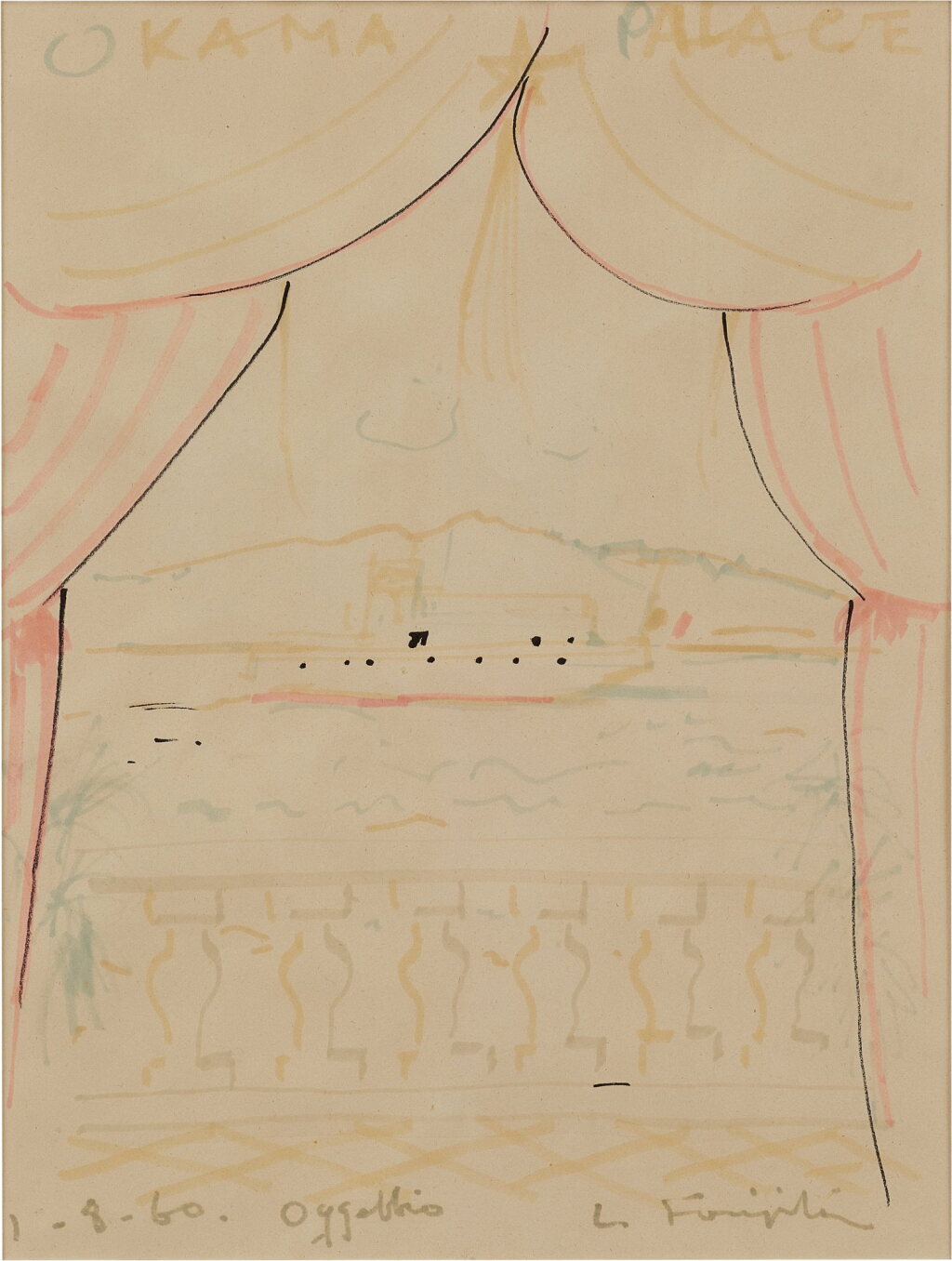 View full screen - View 1 of Lot 568. Léonard Tsuguharu Foujita 藤田嗣治 | Okama Place 大釜宮殿.