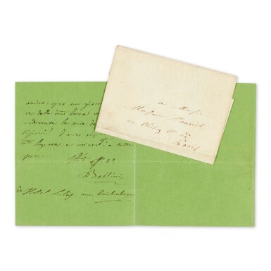View full screen - View 1 of Lot 15. V. Bellini. Autograph letter signed, to the great tenor Adolphe Nourrit, c.1833.