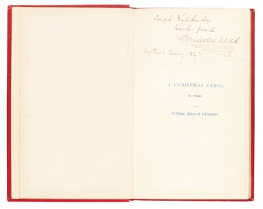 View full screen - View 1 of Lot 110. Dickens, A Christmas Carol, 1846, eleventh edition, inscribed to his wine merchant Joseph Valckenberg.