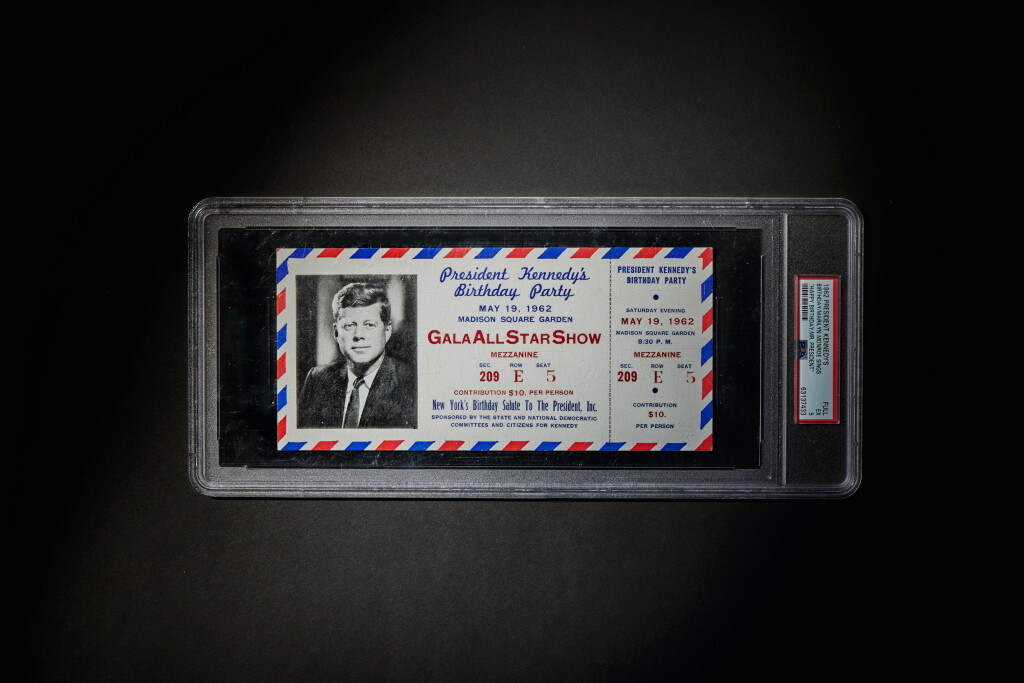 View full screen - View 1 of Lot 13. "President Kennedy's Birthday Party" Official Ticket | Marilyn Monroe Sings “Happy Birthday, Mr. President” | 19 May 1962.