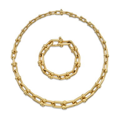View full screen - View 1 of Lot 18. Gold 'HardWear' Necklace and Bracelet.