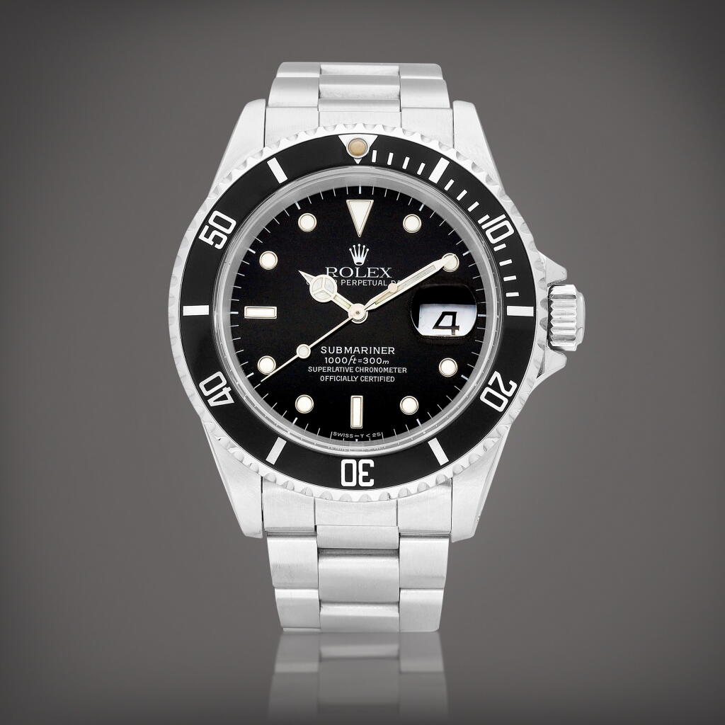 View full screen - View 1 of Lot 2133. Submariner, Reference 16610 | A stainless steel wristwatch with date and bracelet, Circa 1990 | 勞力士 | Submariner 型號16610 | 精鋼鏈帶腕錶,備日期顯示,約1990年製.