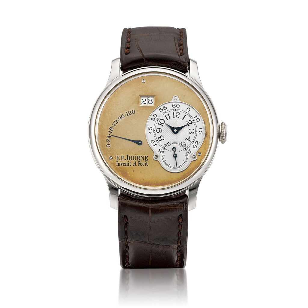 全螢幕檢視 - 查看2149Octa Réserve de Marche | An early platinum wristwatch with date, power reserve indication and brass movement, Circa 2002 | F.P. Journe | Octa Réserve de Marche | 早期鉑金腕錶,備日期、動力儲備顯示及銅製機芯,約2002年製 的1
